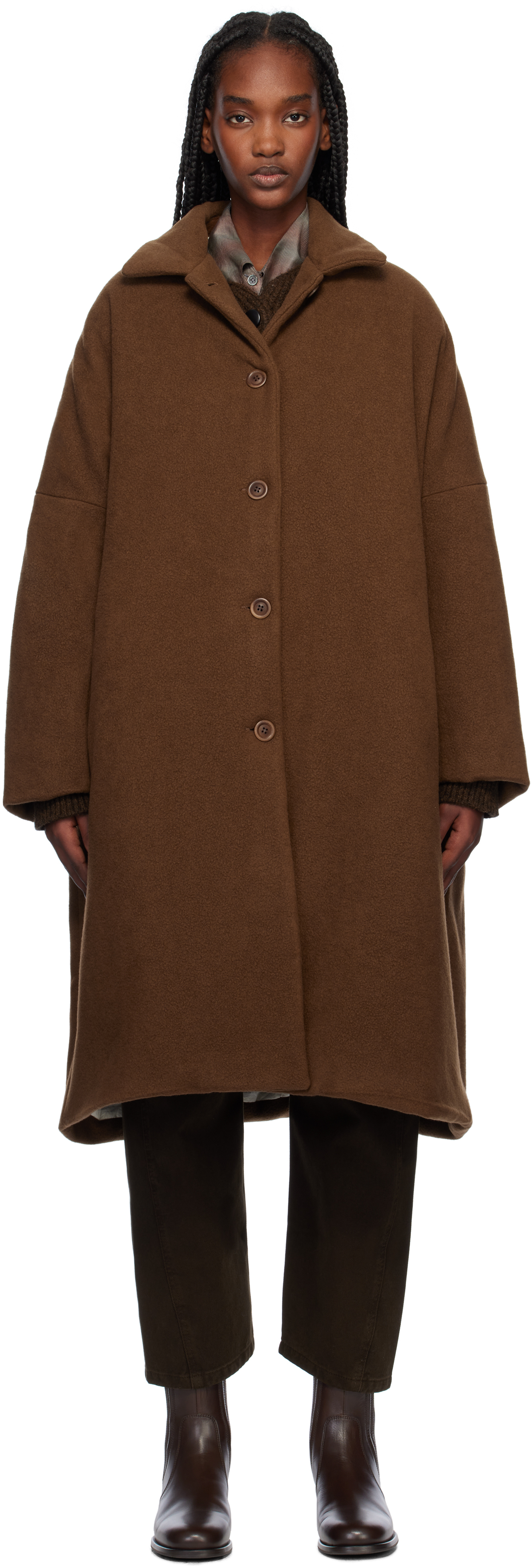 CASEY CASEY: Brown Big Blobby Kasper Coat | SSENSE CASEY CASEY: Brown Big Blobby Kasper Coat | SSENSE
