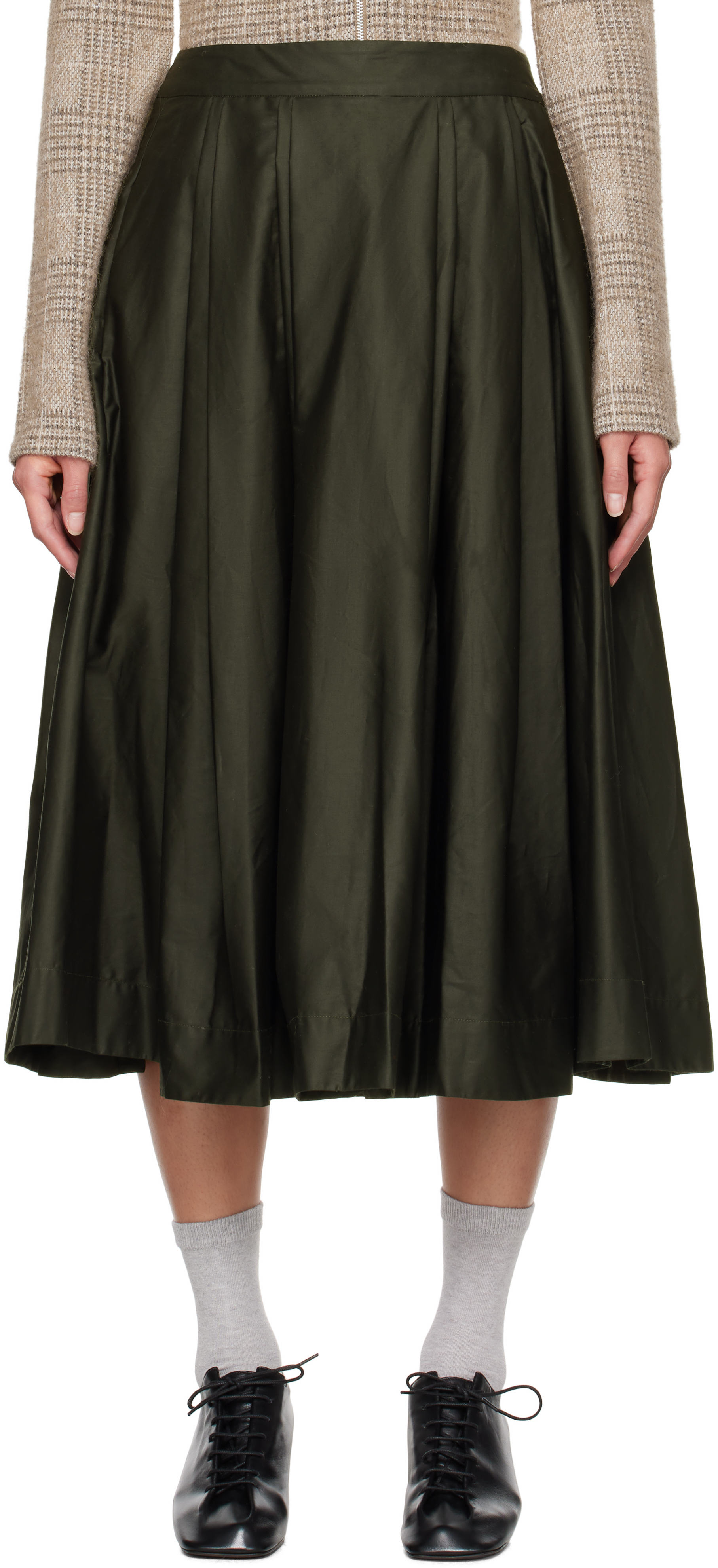 Shop Casey Casey Khaki Anarchic Midi Skirt In Dark Khaki