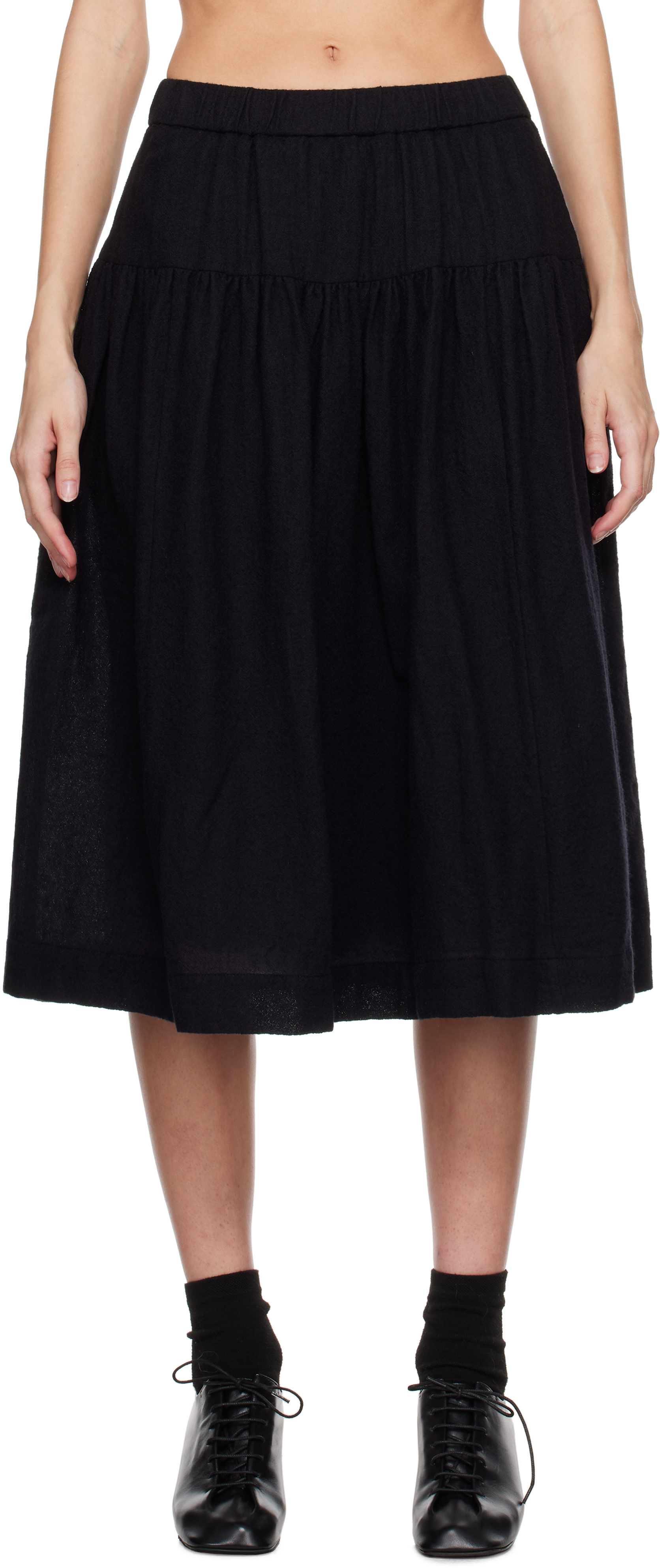 CASEY CASEY BLACK UPUP MIDI SKIRT 