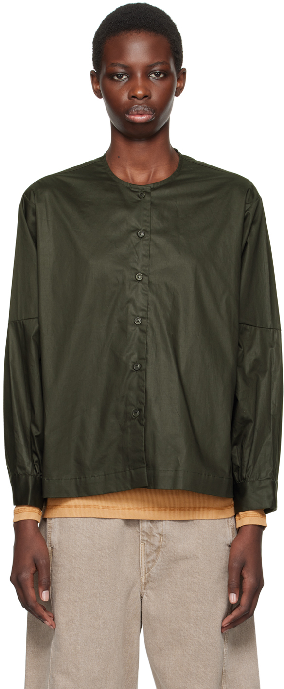 Shop Casey Casey Khaki Biggy Shirt In Dark Khaki