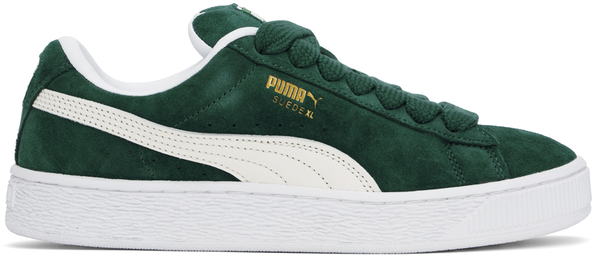 Shop Puma Green & White Suede Xl Sneakers In Dark Myrtle-warm Whi