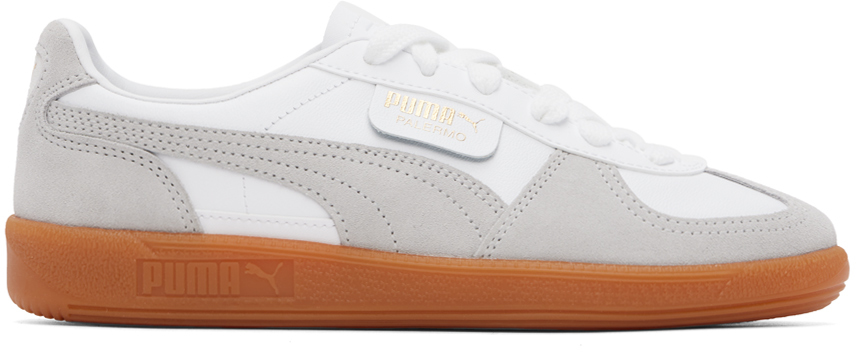White & Gray Palermo Leather Sneakers