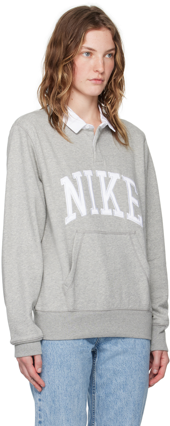 Nike Gray Club Polo In Dk Grey Heather/whit