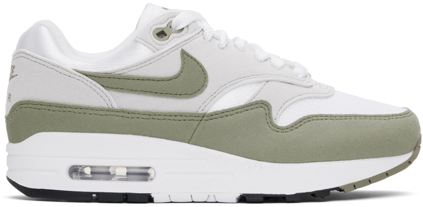 Nike Women's Air Max 1 '87 Casual Sneakers From Finish Line In White/light Army-neu