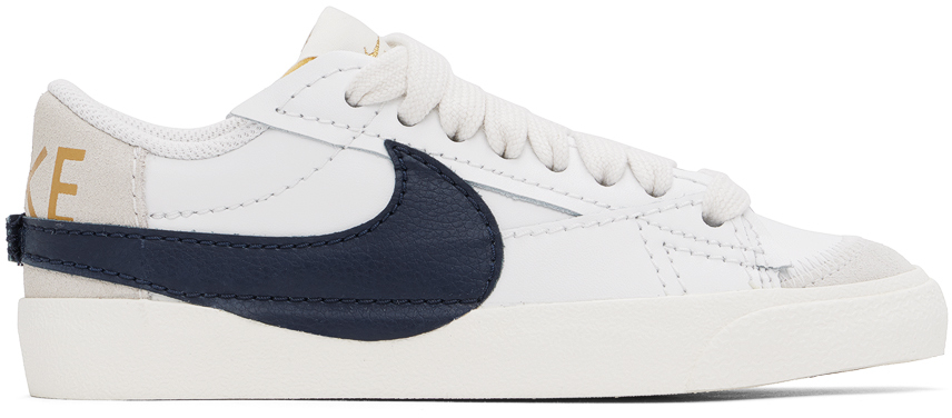 White & Navy Blazer Low '77 Jumbo Sneakers