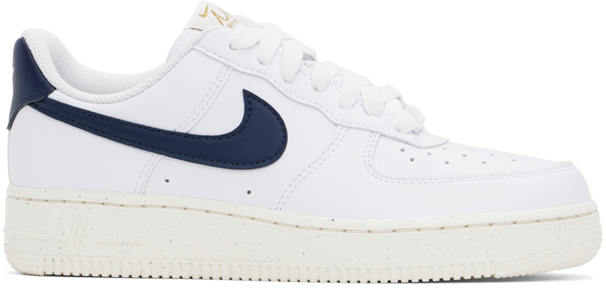 Nike White & Navy Air Force 1 '07 Next Nature Sneakers In White/obsidian-pale