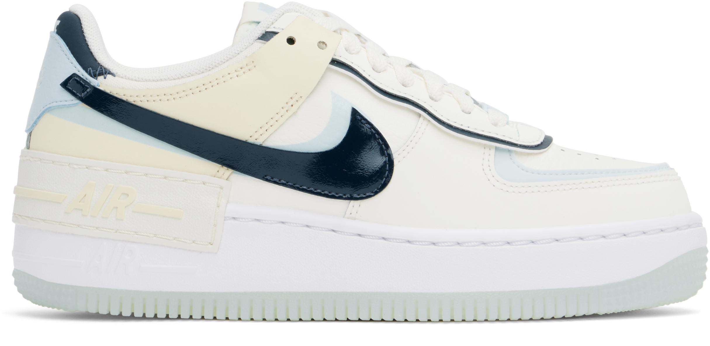 Nike Off-white Air Force 1 Shadow Sneakers In Sail/armory Navy-gla