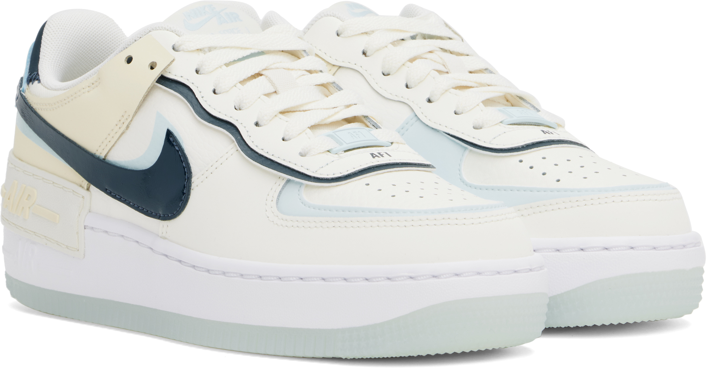 Nike Off-white Air Force 1 Shadow Sneakers In Sail/armory Navy-gla