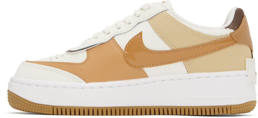 Nike White & Brown Air Force 1 Shadow Sneakers In Sail/cacao Wow-flax