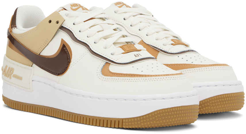 Nike White & Brown Air Force 1 Shadow Sneakers In Sail/cacao Wow-flax