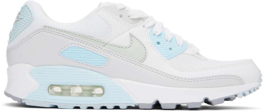 Nike Air Max 90 Sneaker In White/silver/glacier Blue