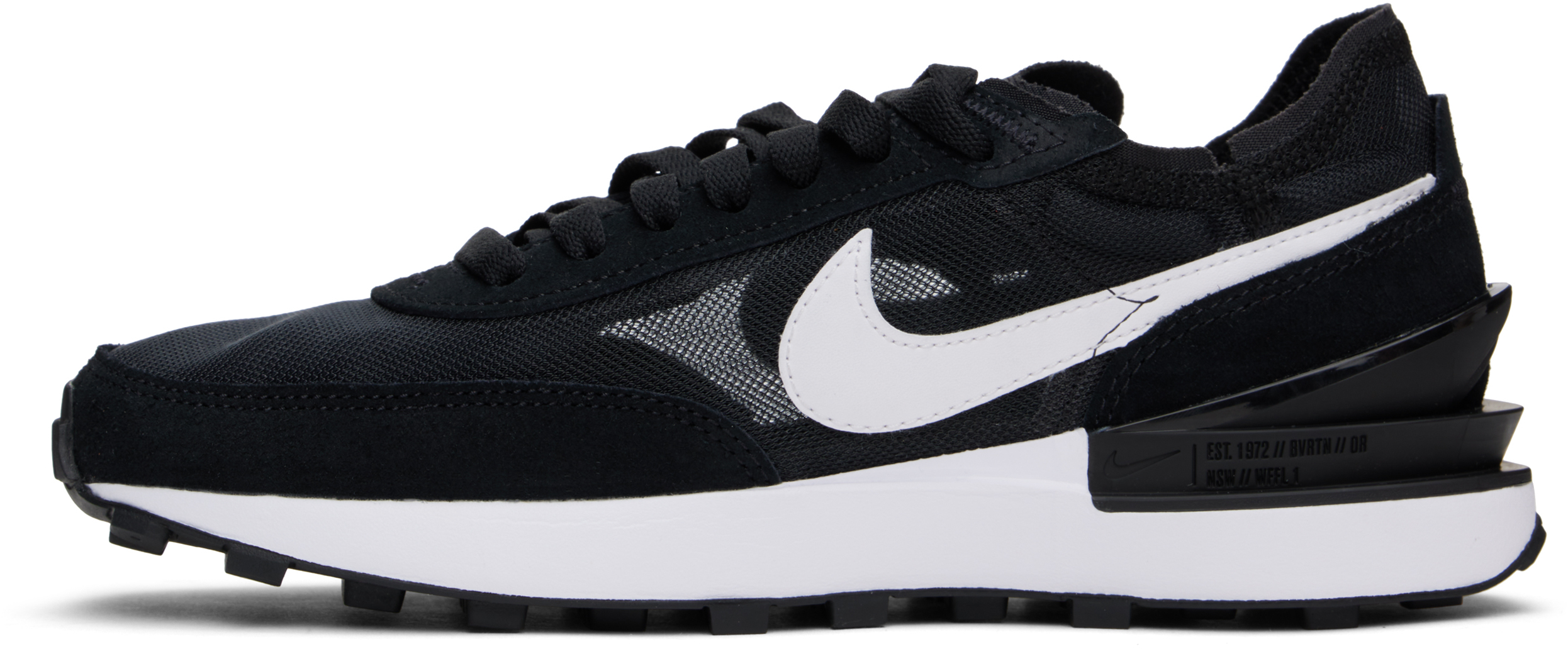 Nike Waffle One Suede And Leather-trimmed Mesh Sneakers In Black/white-orange
