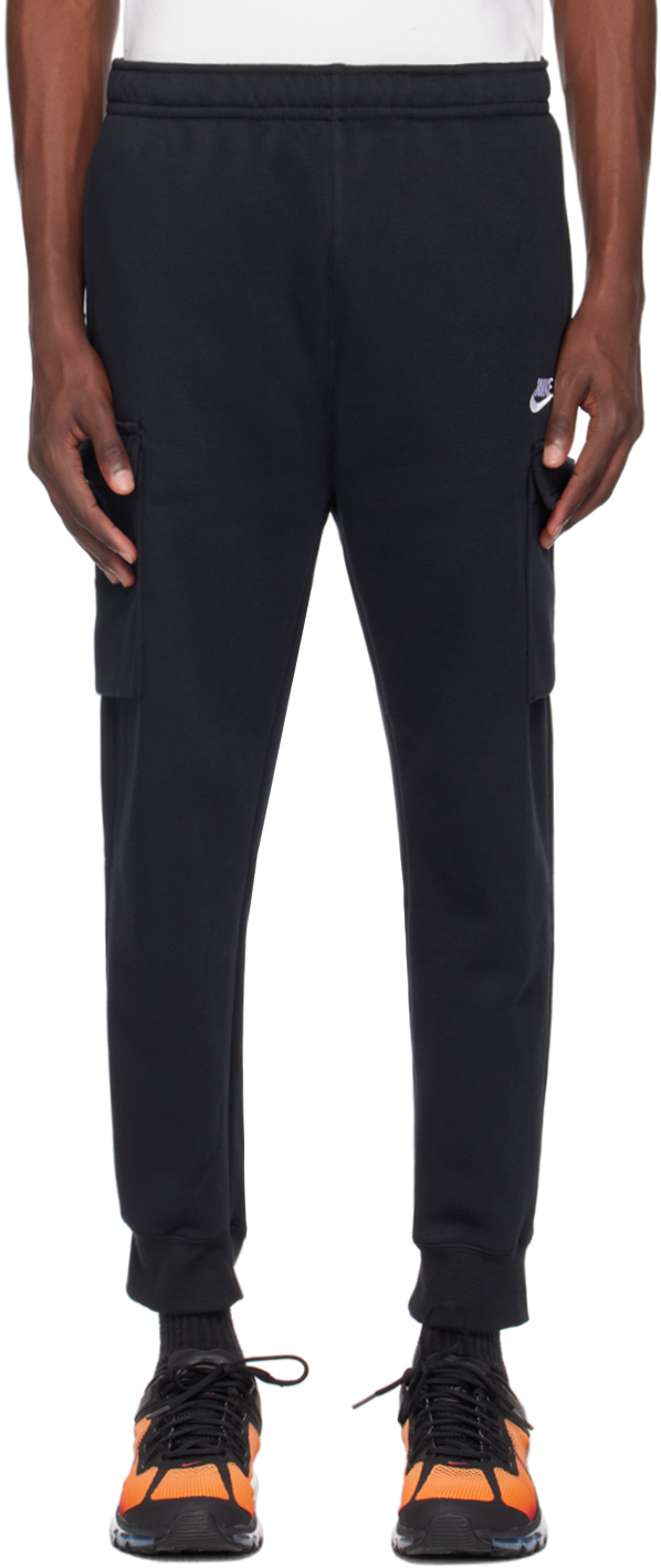 Nike Black Embroidered Cargo Pants In Black/black/white