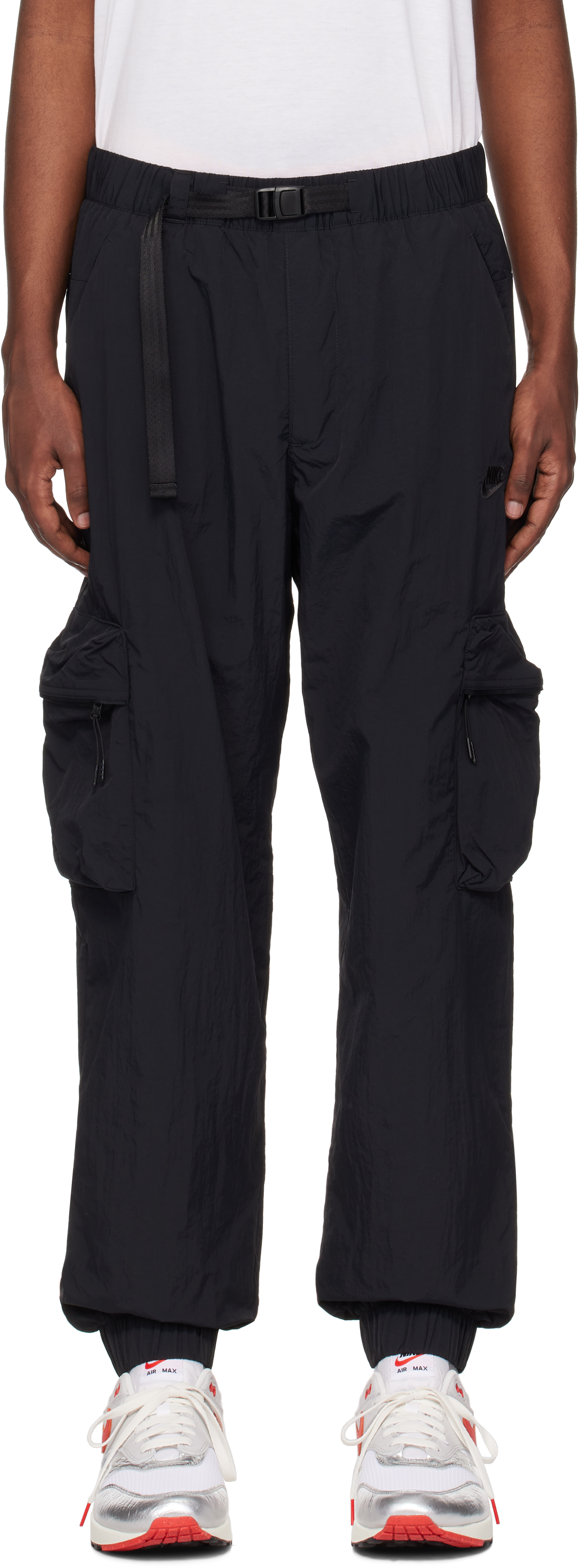 Black Tech Woven Cargo Pants