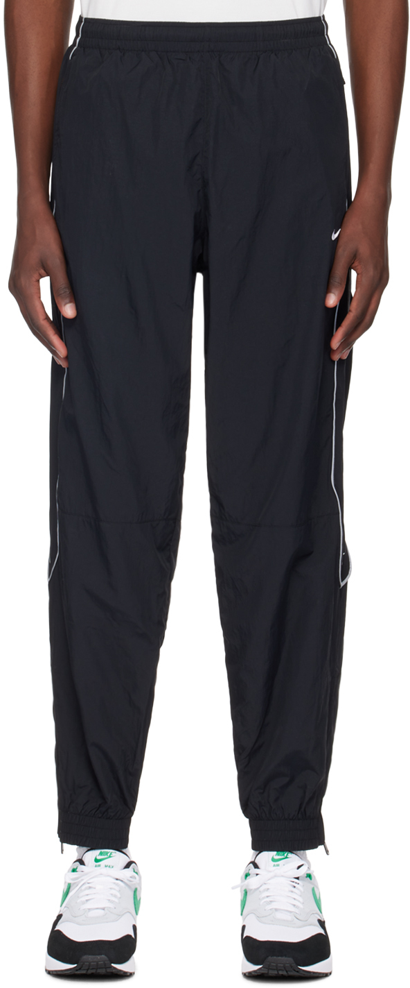 Shop Nike Black Solo Swoosh Track Pants In Black/white