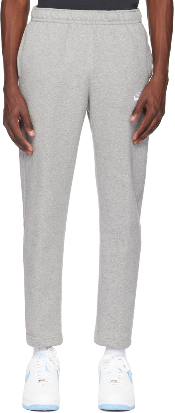 Shop Nike Gray Embroidered Sweatpants In Dk Grey Heather/matt