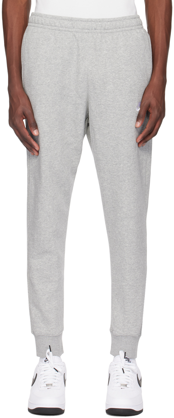 Shop Nike Gray Embroidered Sweatpants In Dk Grey Heather/matt