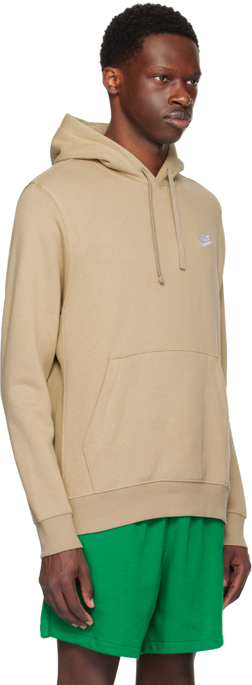 Nike Khaki Embroidered Hoodie In Khaki/khaki/white