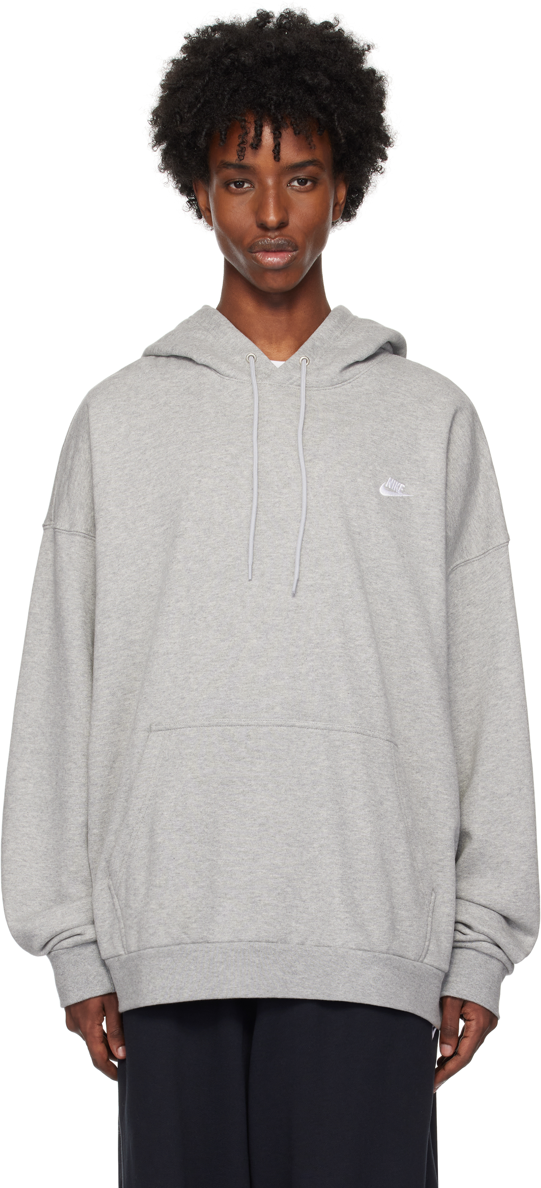 Gray Oversized French Terry Pullover Hoodie