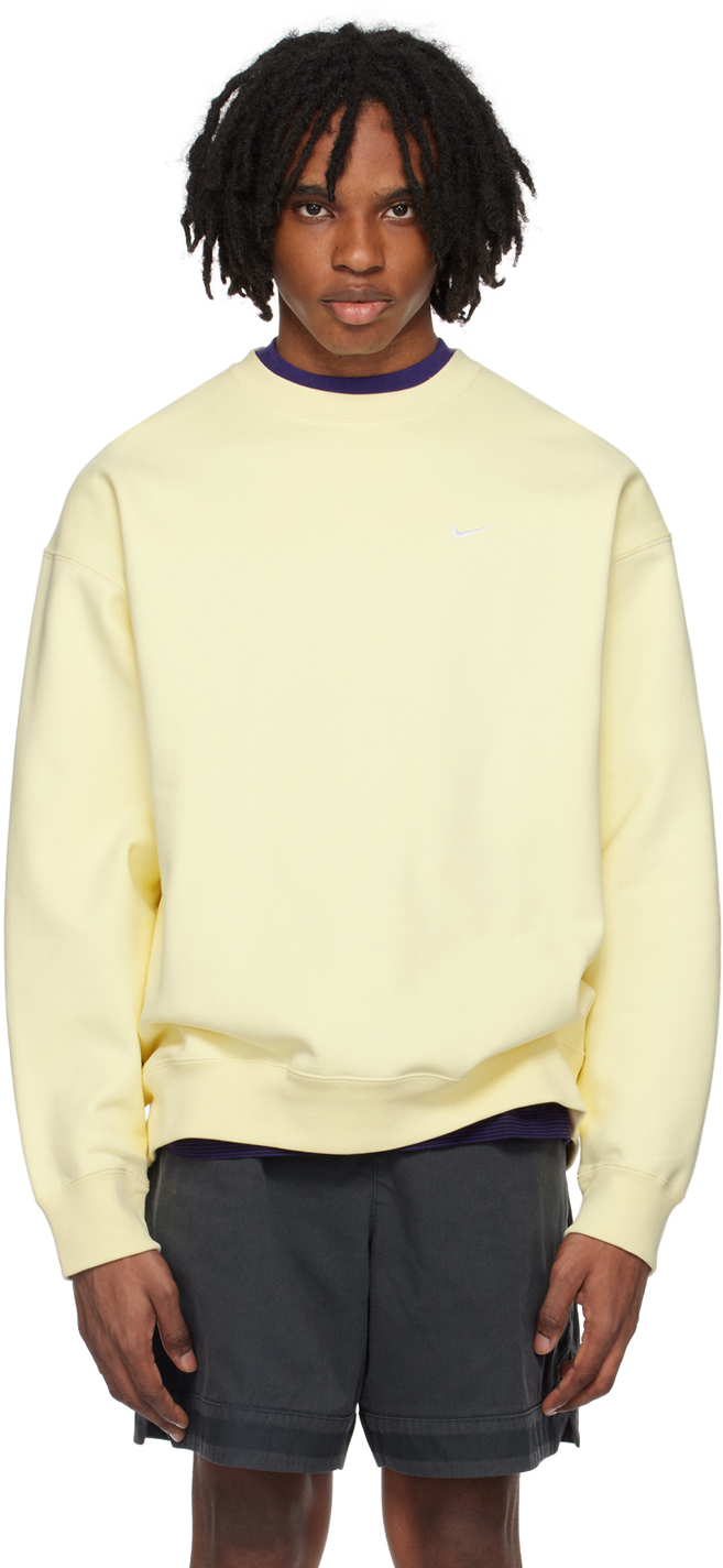 Shop Nike Yellow Solo Swoosh Sweatshirt In Alabaster/white