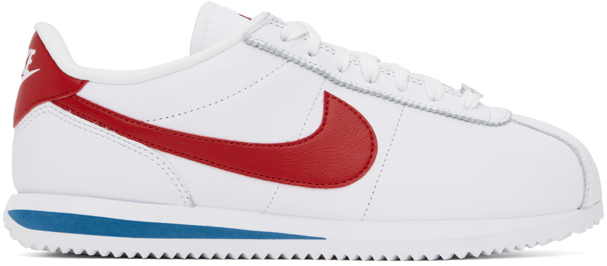 Shop Nike White Cortez Sneakers In White/varsity Red-va