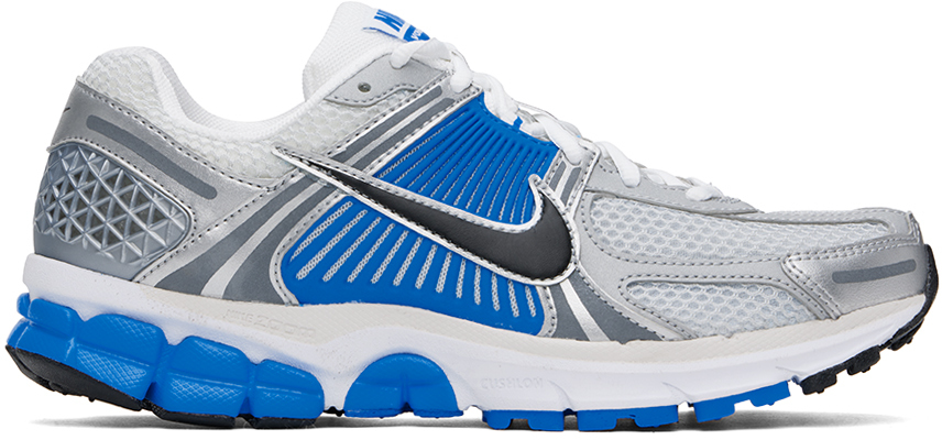 Shop Nike Silver & Blue Zoom Vomero 5 Sneakers In White/black-pure Pla