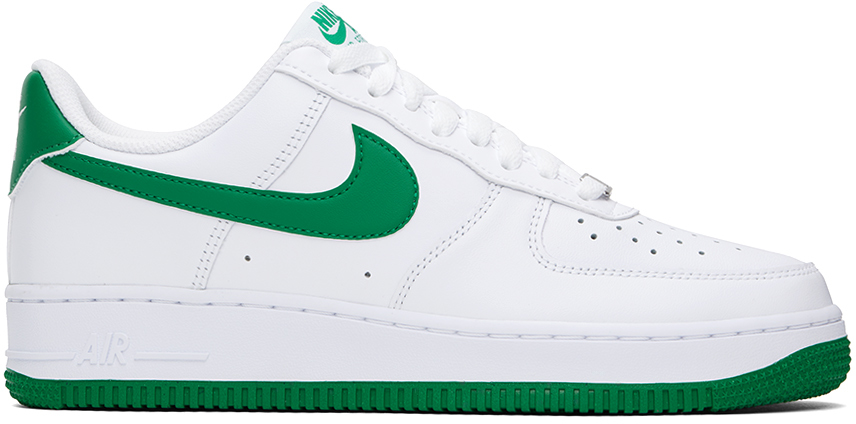 White & Green Air Force 1 '07 Sneakers