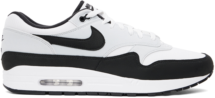 Shop Nike Gray & Black Air Max 1 Sneakers In White/black-pure Pla