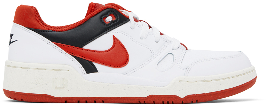 Shop Nike White & Red Full Force Low Sneakers In White/mystic Red-bla