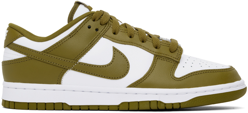 Shop Nike Green & White Dunk Low Retro Sneakers In White/pacific Moss
