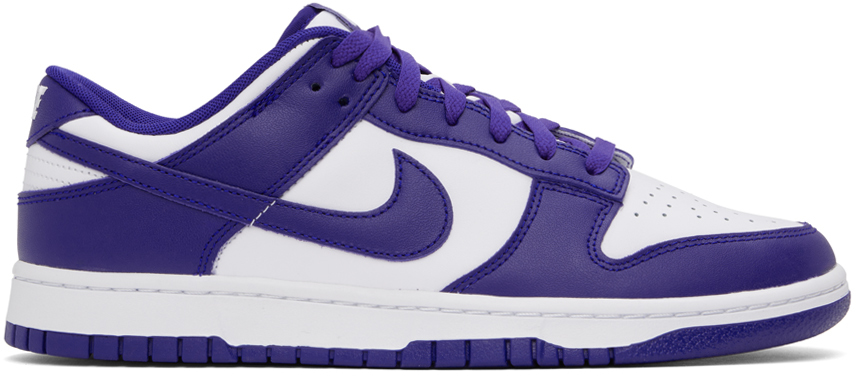 Shop Nike White & Blue Dunk Low Retro Sneakers In White/concord-univer