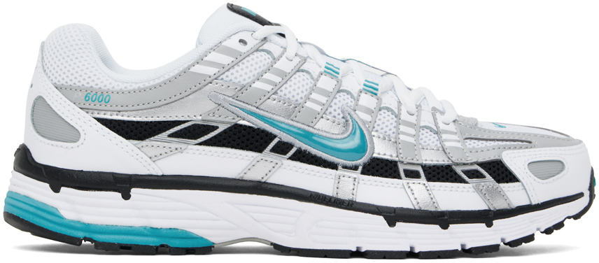 Nike White & Silver  P-6000 Sneakers In White/dusty Cactus-m