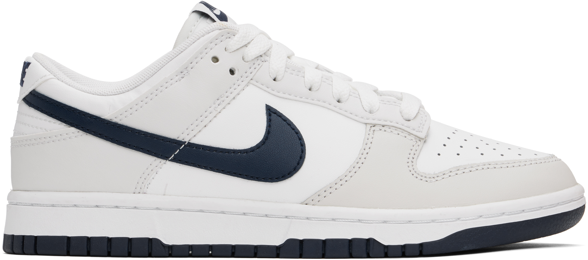 White & Gray Dunk Low Retro Sneakers