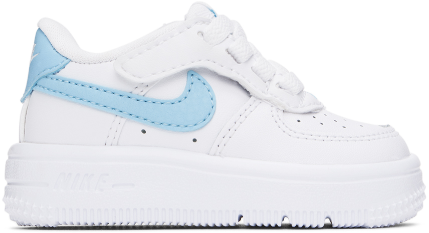 Shop Nike Baby White Force 1 Low Easyon Sneakers In White/aquarius