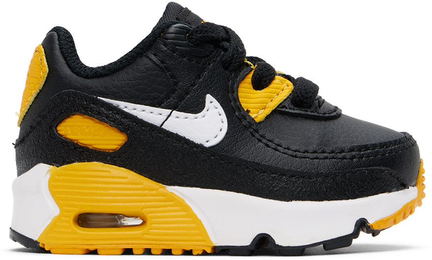 Shop Nike Baby Black & Yellow Air Max 90 Ltr Sneakers In Black/white