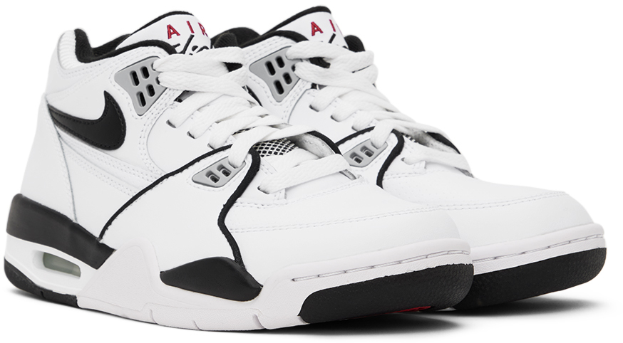 Nike Kids White & Black Air Flight 89 Big Kids Sneakers In White/black