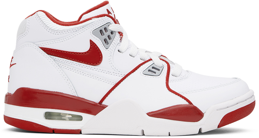 Nike Kids White & Red Air Flight 89 Big Kids Sneakers In White/varsity