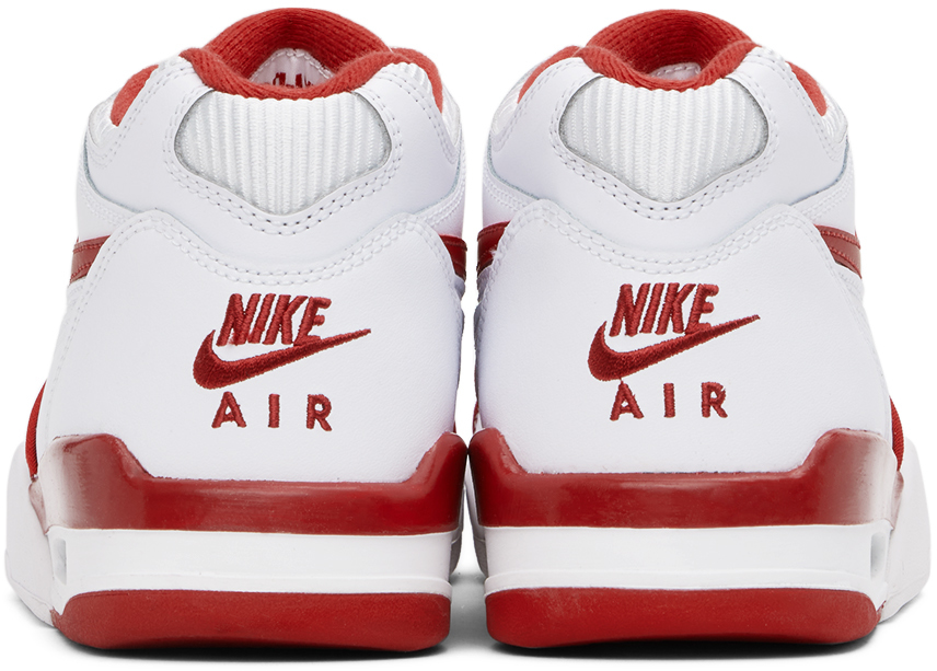 Nike Kids White & Red Air Flight 89 Big Kids Sneakers In White/varsity