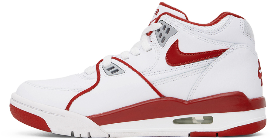 Nike Kids White & Red Air Flight 89 Big Kids Sneakers In White/varsity