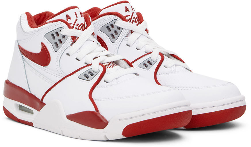Nike Kids White & Red Air Flight 89 Big Kids Sneakers In White/varsity
