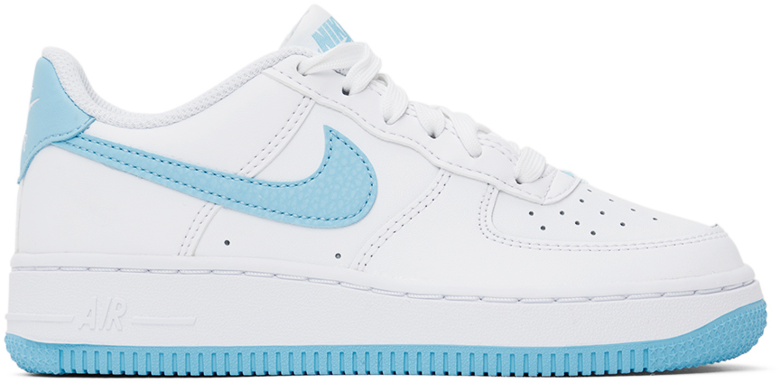 Nike Kids White & Blue Air Force 1 Little Kids Sneakers In White 