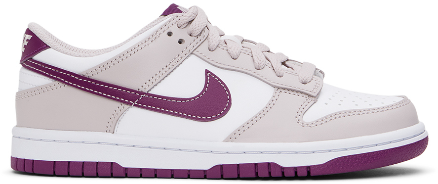 Shop Nike Kids Purple & White Dunk Low Big Kids Sneakers In White/viotech