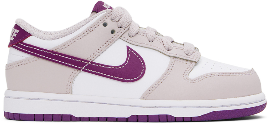 Shop Nike Kids Purple & White Dunk Low Little Kids Sneakers In White/viotech