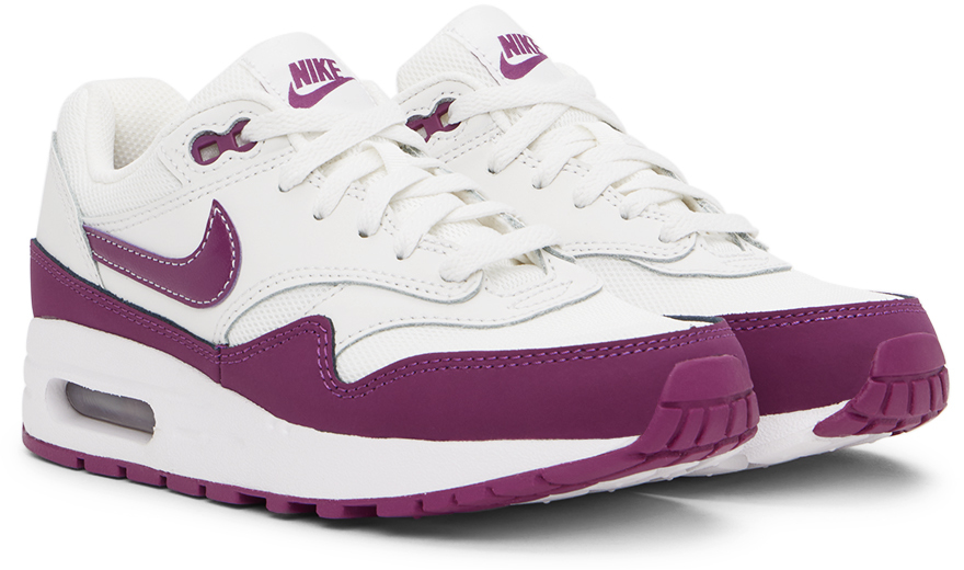 Nike Kids Purple & White Air Max 1 Big Kids Sneakers In Summit White