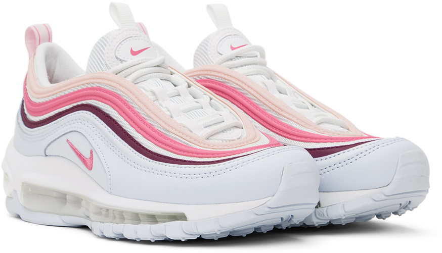 Nike Kids Blue & Pink Air Max 97 Big Kids Sneakers In White/pinksicle