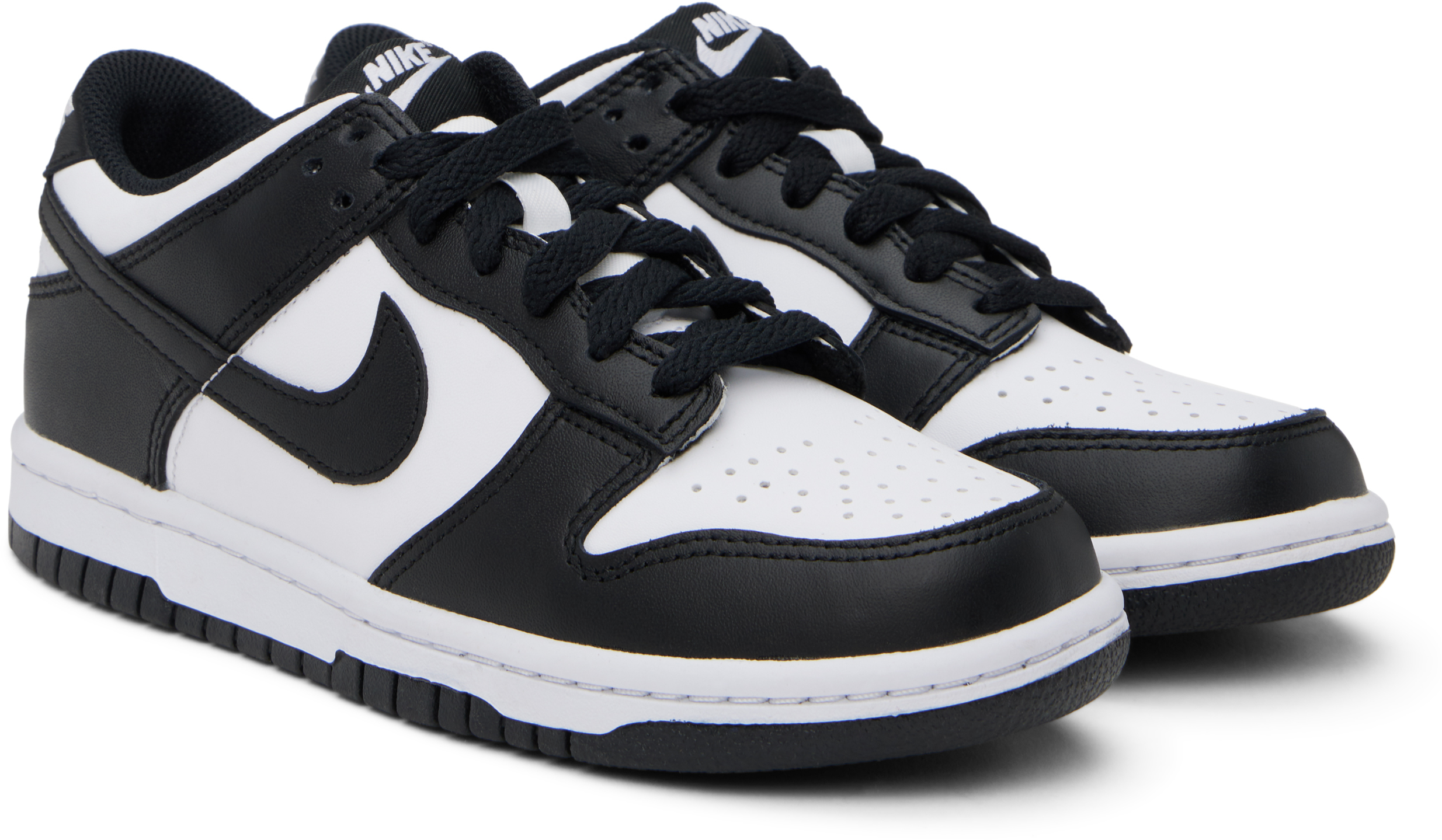 Nike Big Kids Black & White Dunk Low Sneakers In 100 White/black-whit