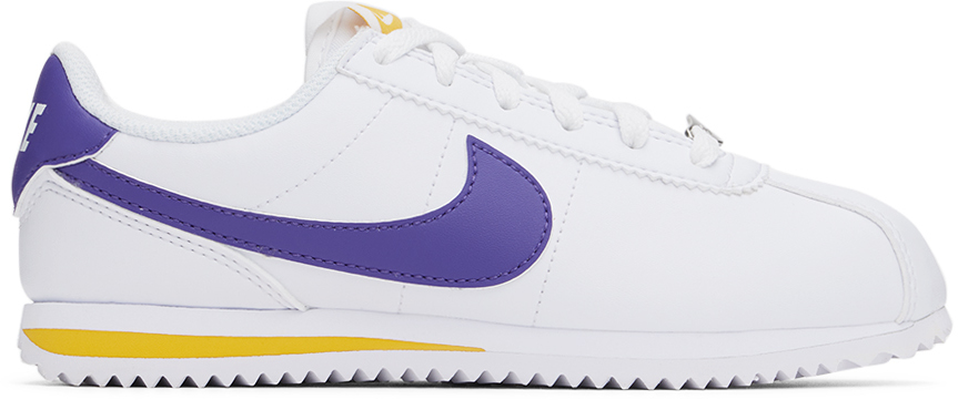 Nike Big Kids Cortez Casual Sneakers From Finish Line In 105 White/varsity Pu