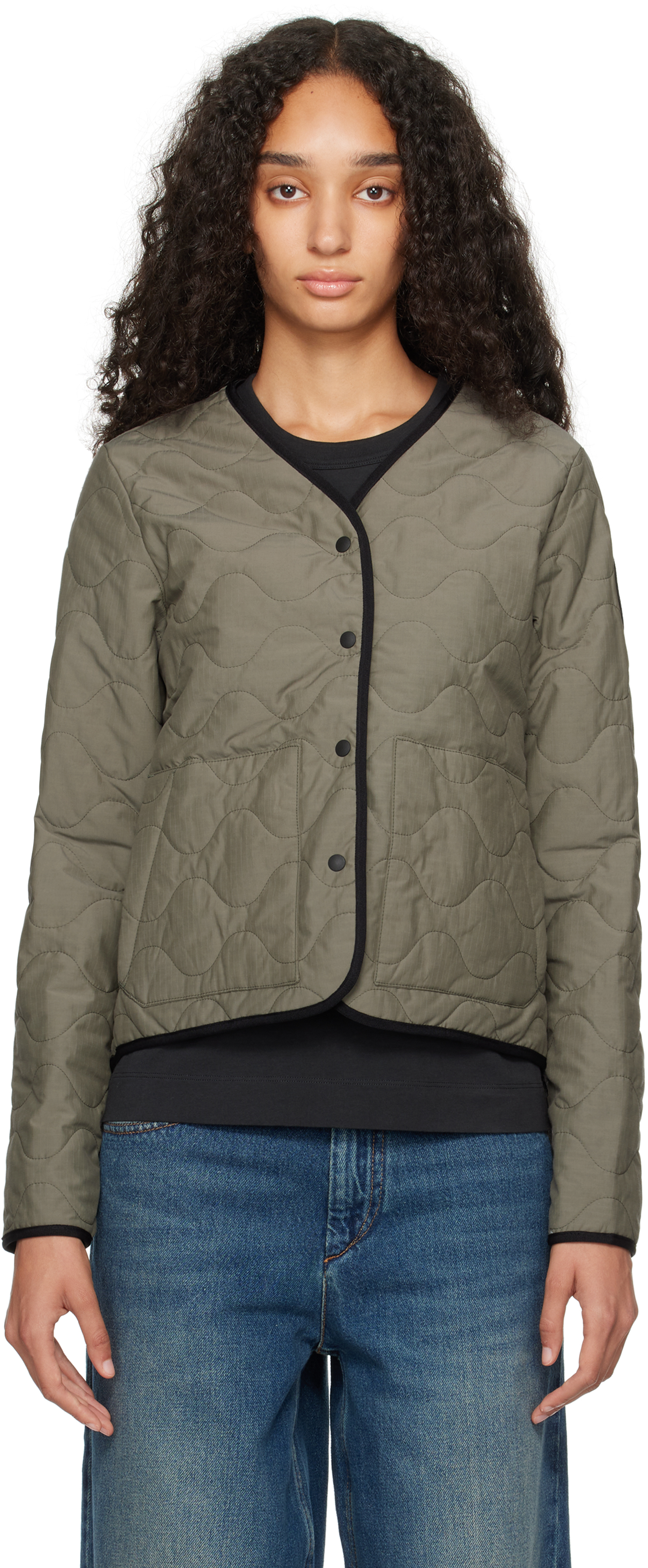 Shop Canada Goose Khaki 'black Label' Annex Liner Reversible Jacket In 1664 Smokey Sage