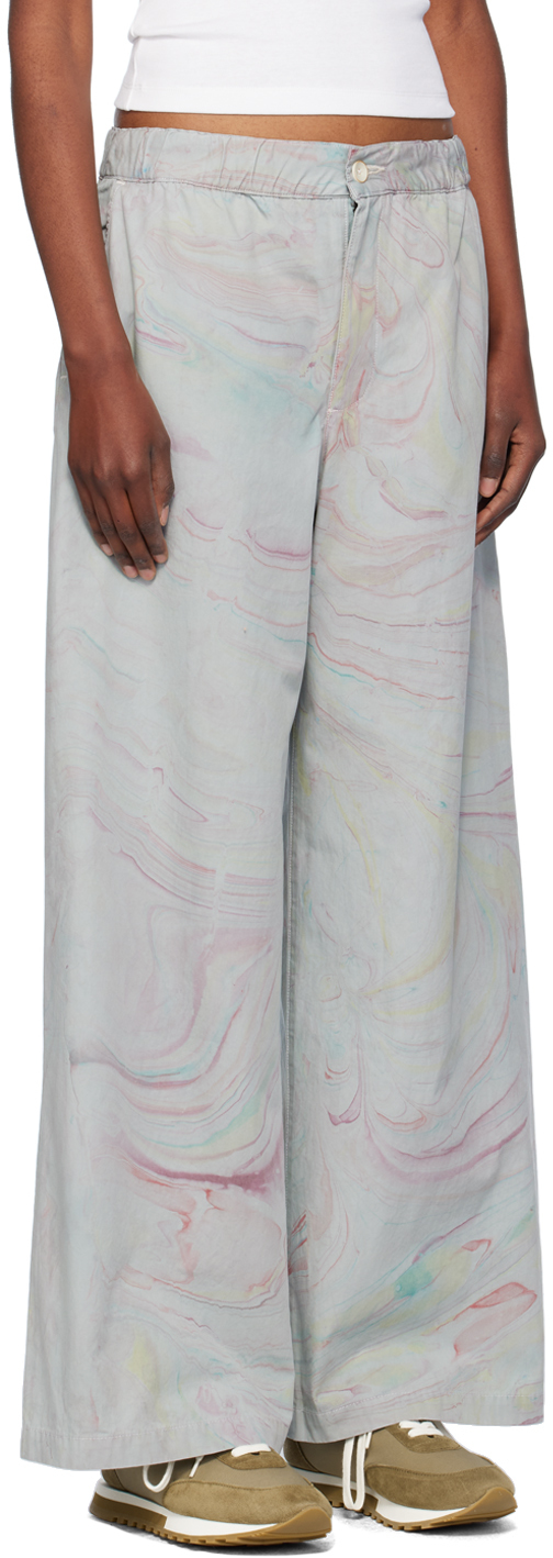 Shop The Elder Statesman Gray Marble Gabber Trousers In D206 Pearl Grey W/ M