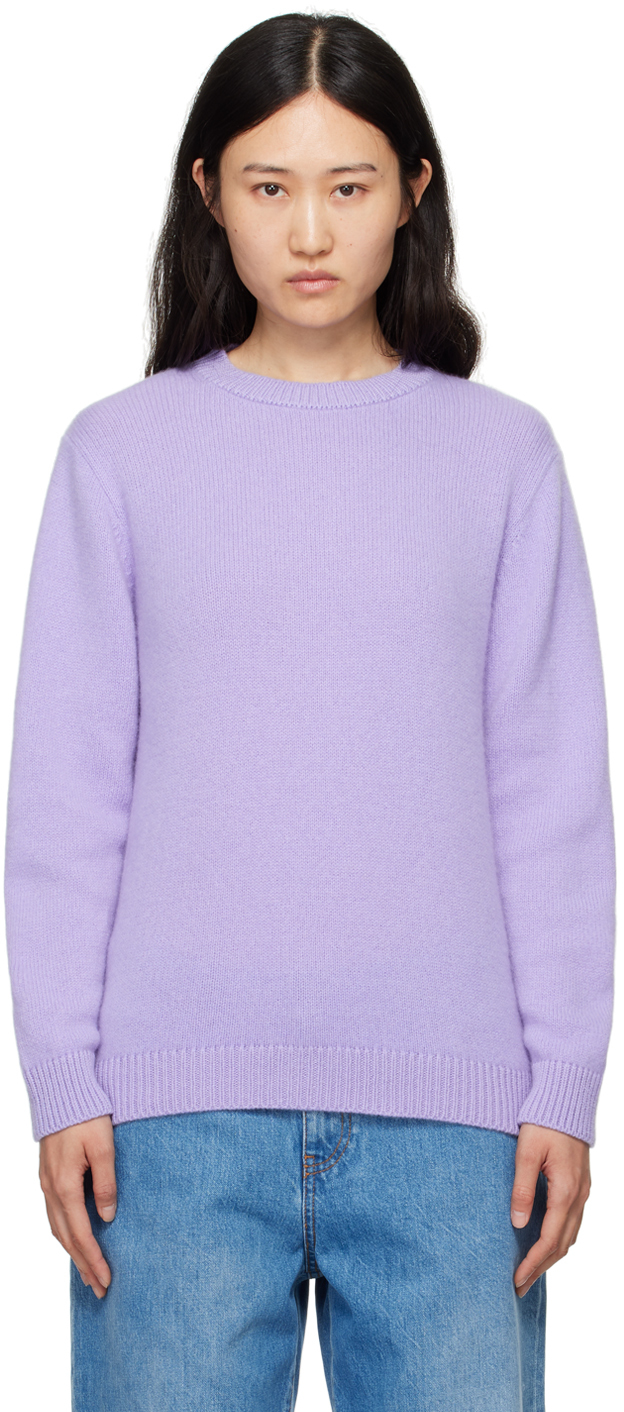 Shop The Elder Statesman Purple Malibu Crew Sweater In Violet